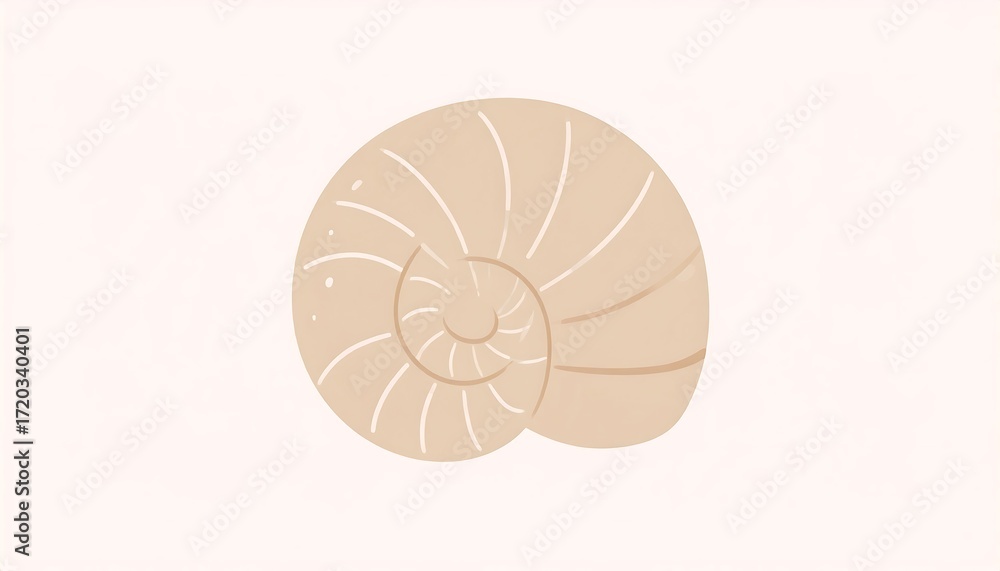 Obraz premium Beige spiral shell illustration