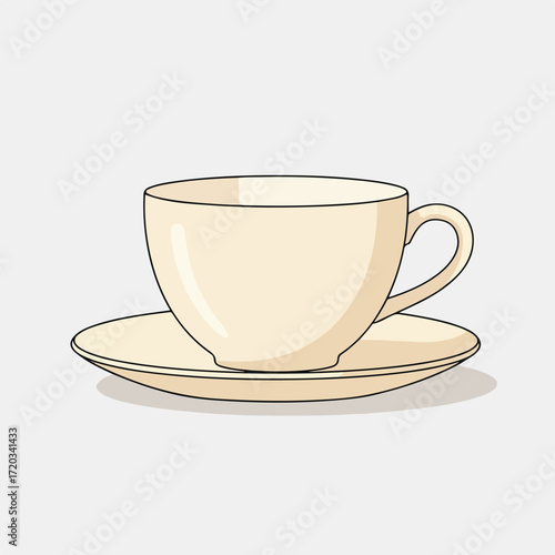 Creamy cup & saucer with shadow