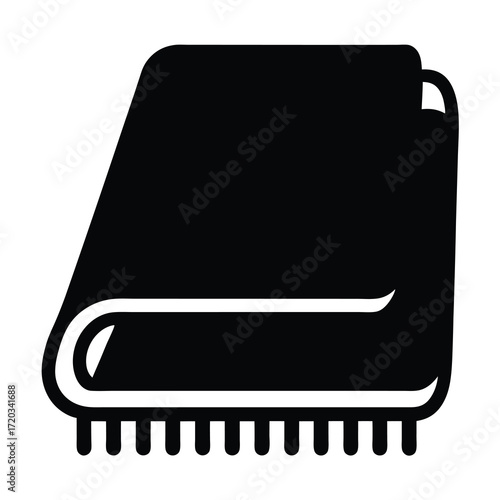 Find black towel icon vector graphic illustration for bathroom kitchen beach pool spa design needs