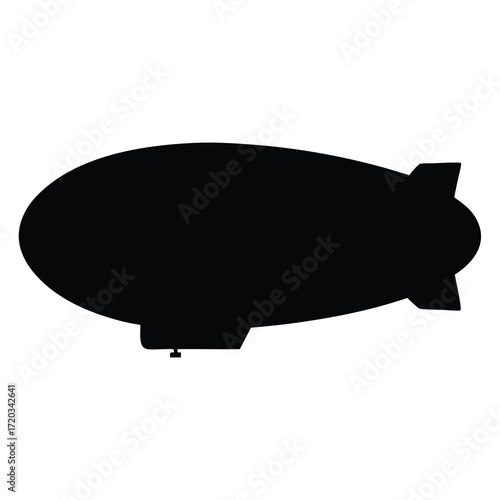 Silhouette of a vintage airship zeppelin blimp dirigible aeronautical vehicle flying machine icon