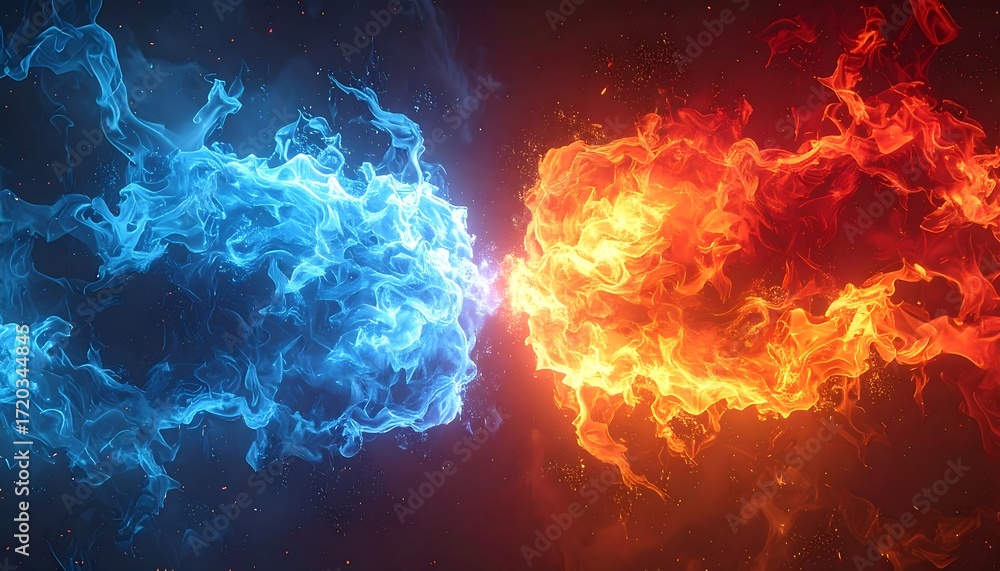 Obraz premium Abstract clash of fire and ice