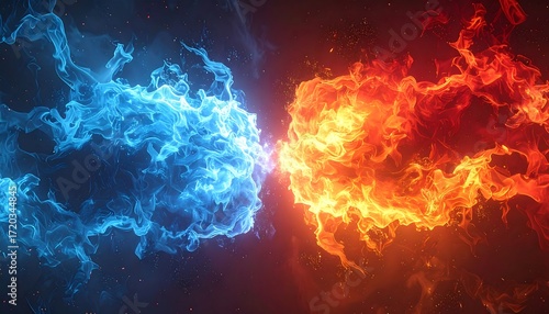 Abstract clash of fire and ice