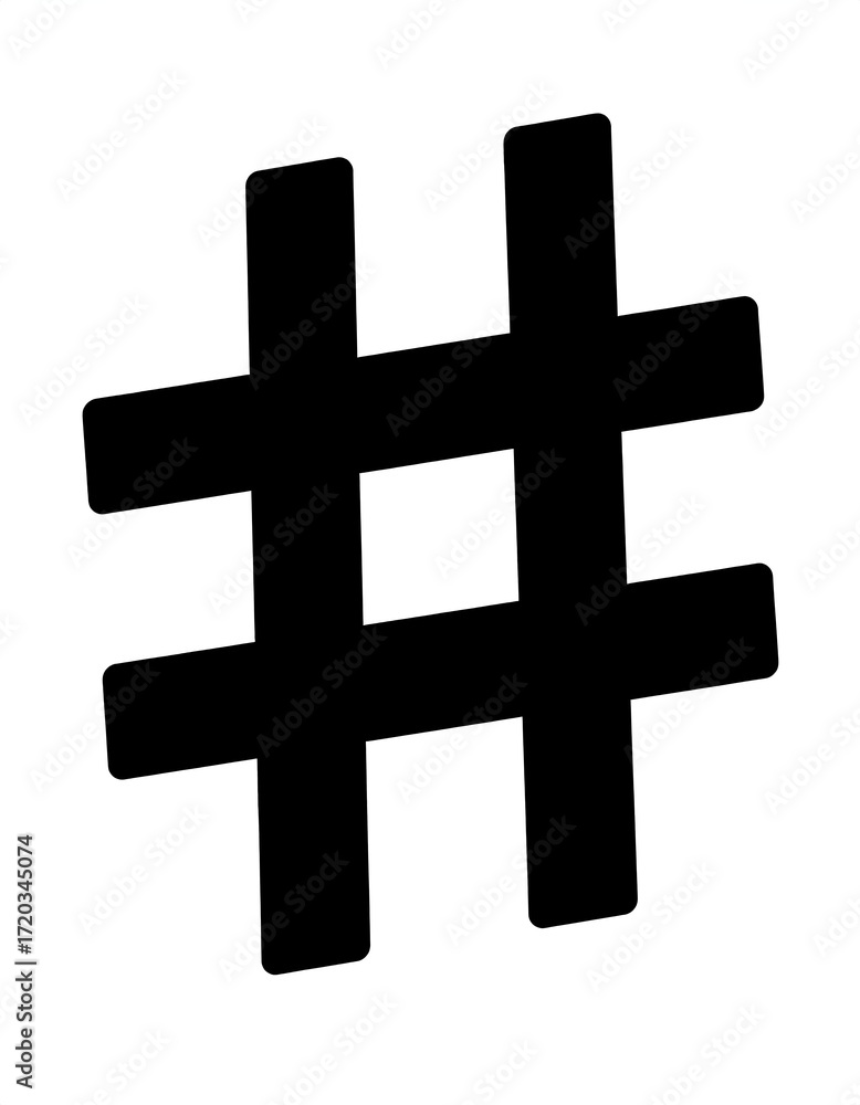Obraz premium Bold, black hashtag symbol