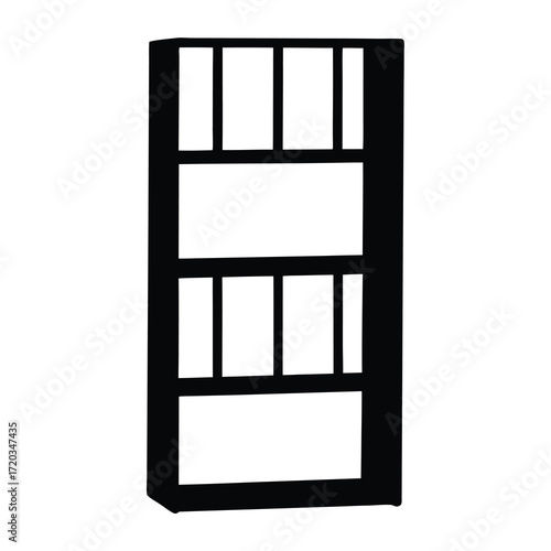 Modern dark brown wooden bookcase shelving unit for home office and living room furniture decor design