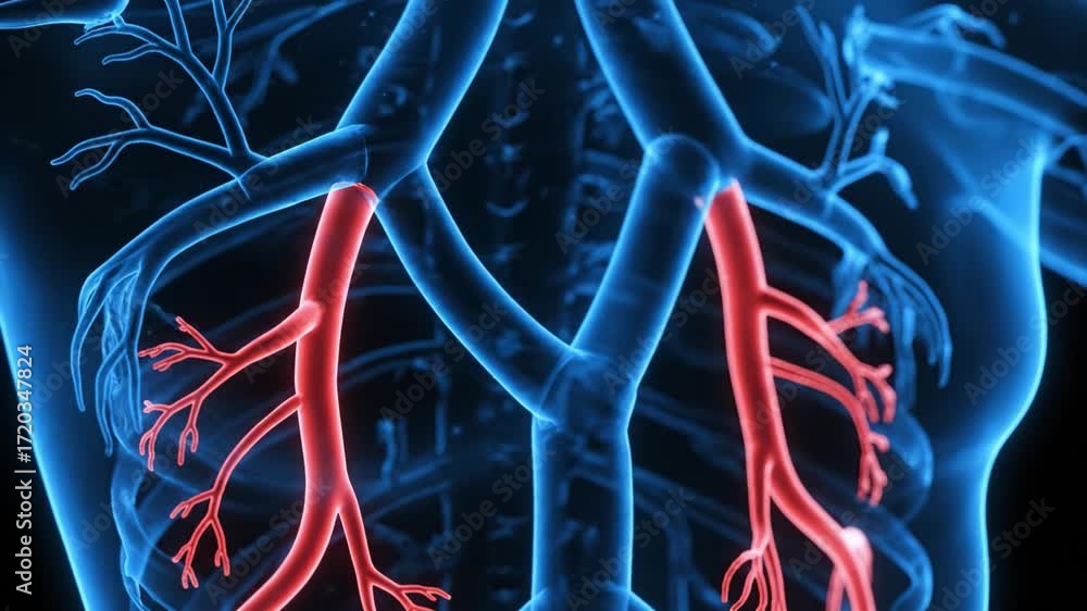 Vascular Rarea Vídeo do Stock: Detailed 3D Medical Illustration of Human Circulatory ...