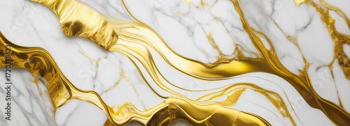 Panel kuchenny z motywem Golden white marble stone textures