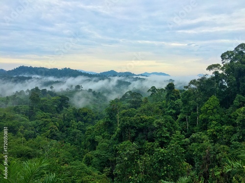 Landscape of Meratus Mountain at Tropical Borneo Rainforest, Indonesia.