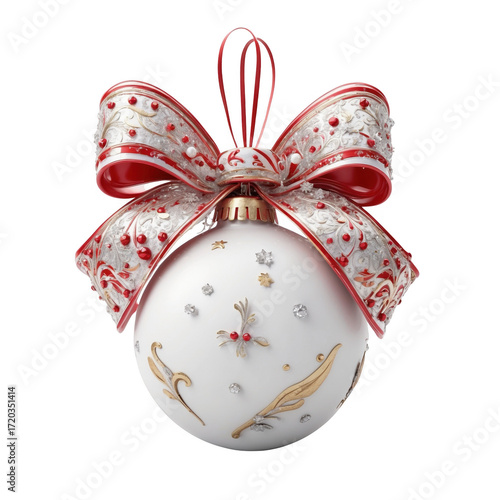 Christmas ornaments, holiday decorations, luxury baubles, red and gold ornaments PNG transparent background