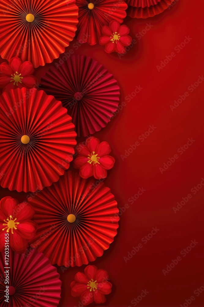 Obraz premium Red Origami Flower Decoration