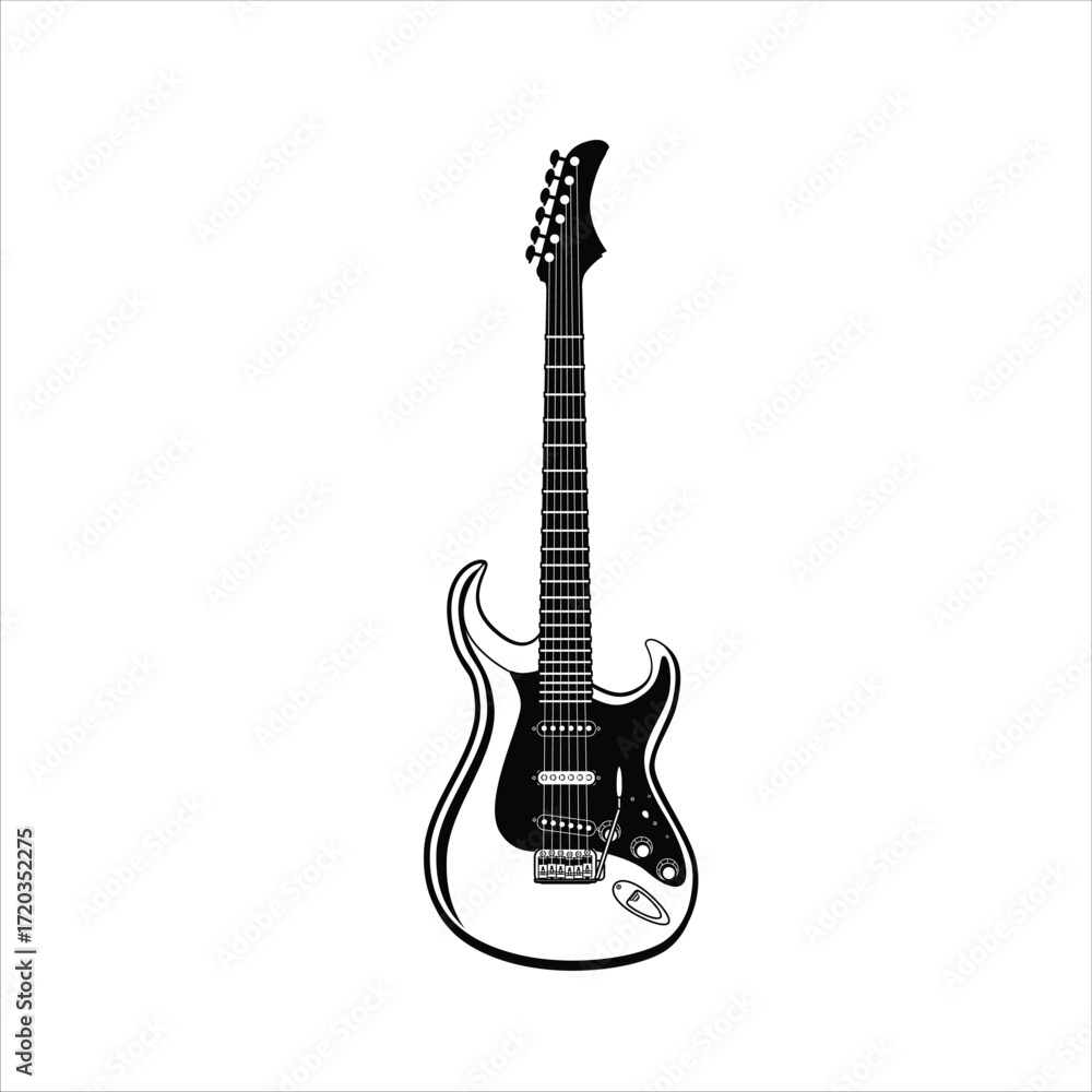 Naklejka premium Guitar icon vector art on white background. Adobe Illustrator Artwork