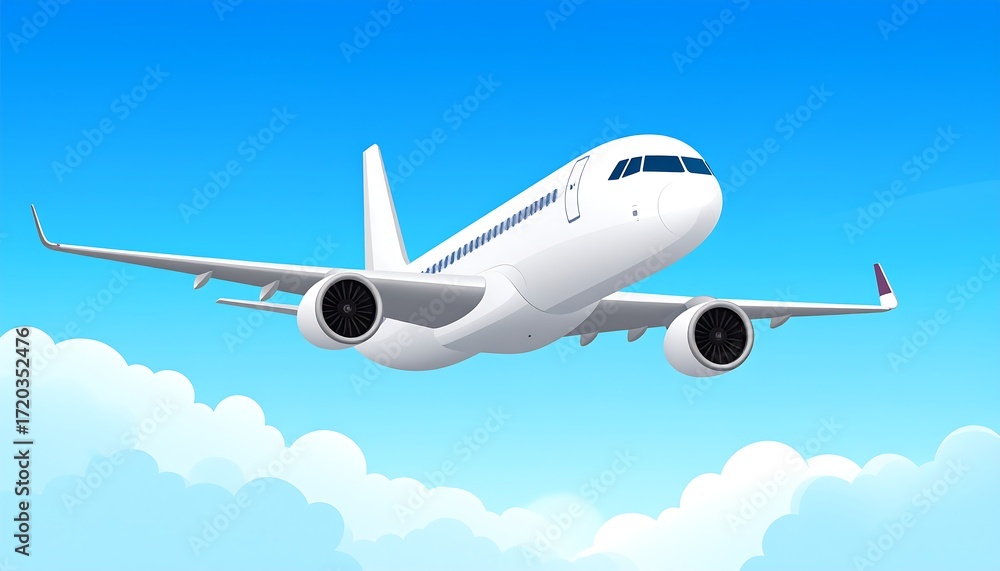 Obraz premium Airplane in a clear blue sky