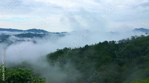 Landscape of Meratus Mountain at Tropical Borneo Rainforest, Indonesia.