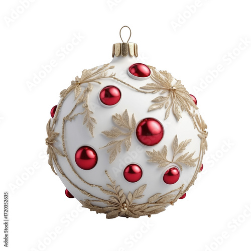 Christmas ornaments, holiday decorations, luxury baubles, red and gold ornaments PNG transparent background