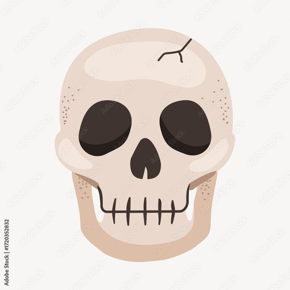 Fototapeta premium Skull head, cute cartoon illustration
