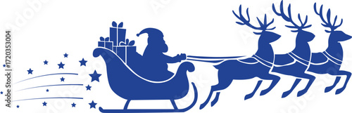 Santa Claus's Sleigh Silhouette with reindeer flying