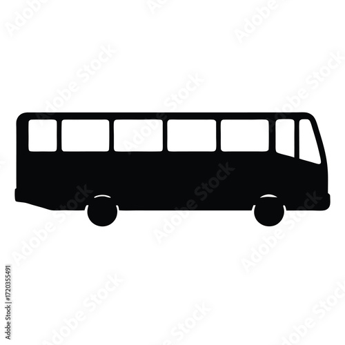 Black bus silhouette transportation vehicle public transport busing service travel bus vector graphic art