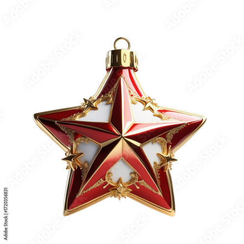 Christmas ornaments, holiday decorations, luxury baubles, red and gold ornaments PNG transparent background