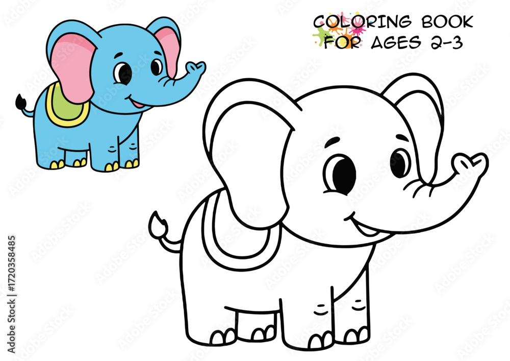 Obraz premium Cartoon elephants for children's coloring book, playful and cute 