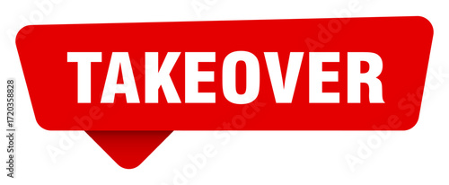 takeover red sticker isolated on transpatent background. takeover sign