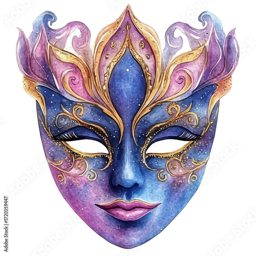 Tenerife Night Carnival, watercolor clipart vector, isolated on a white background.