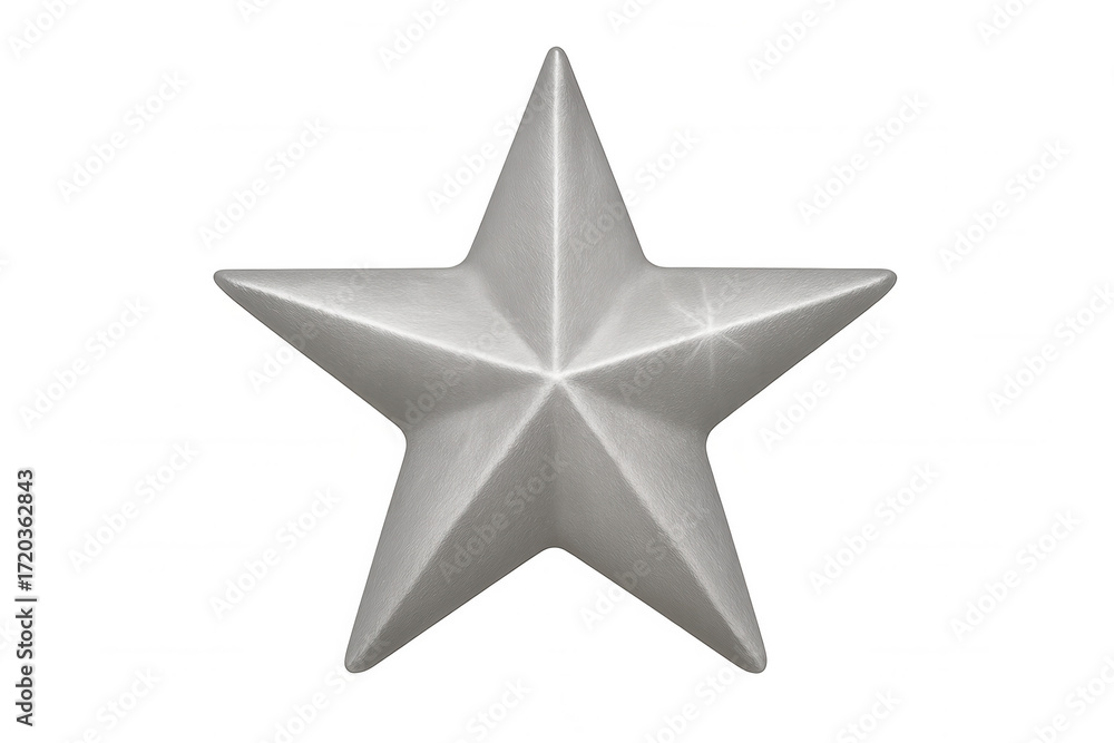 Obraz premium Silver metallic star icon representing quality, success, rating, and excellence with a polished texture