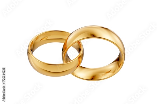 Wallpaper Mural Golden wedding rings. 3d gold illustration for Valentines day. Symbols of love and fidelity. Male and female ring interlocked with each other Torontodigital.ca
