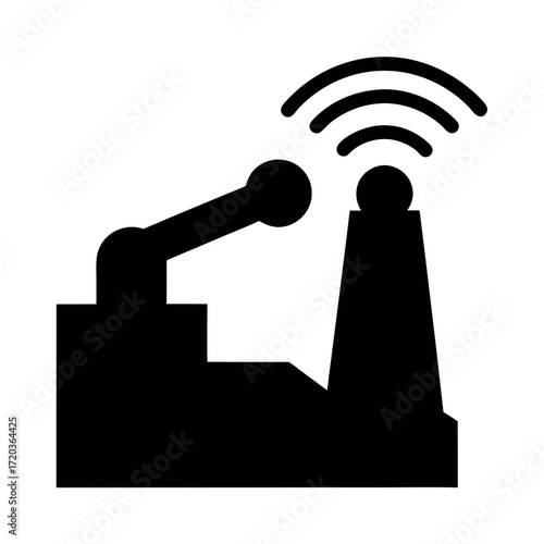 Automation factory robot arm industry manufacturing wireless iot technology silhouette vector