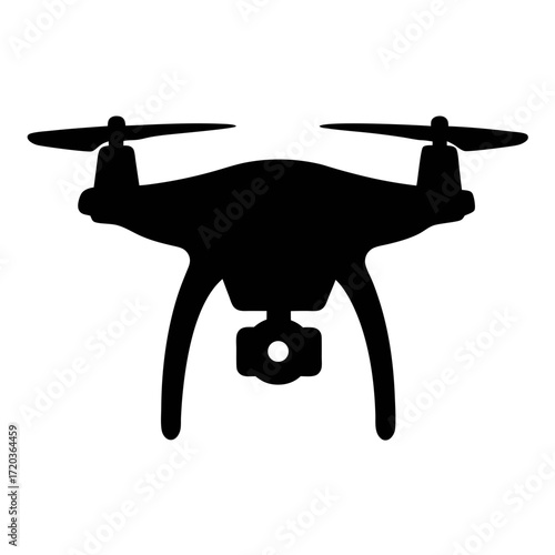 Drone silhouette vector image for aerial photography and videography unmanned aerial vehicle design