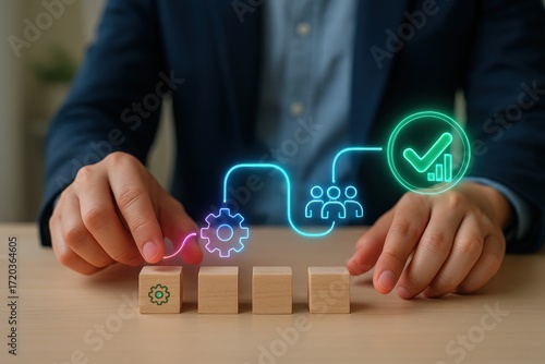 Enhancing business efficiency through innovative workflow strategies corporate office digital illustration professional environment close-up view optimization