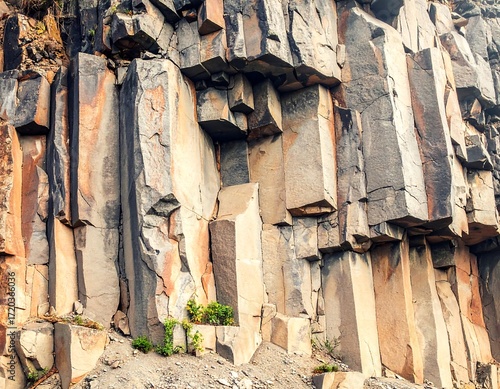 Rugged basalt rock face