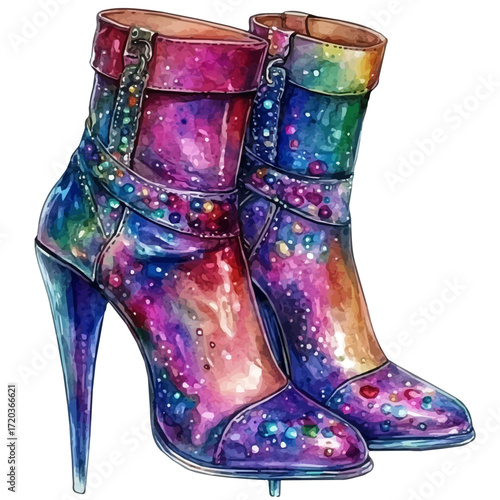 Stilts, watercolor illustration vector, isolated on a white background.