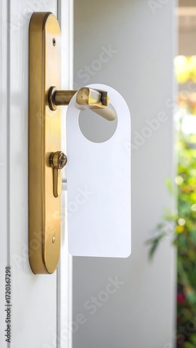 Blank door hanger on gold handle
