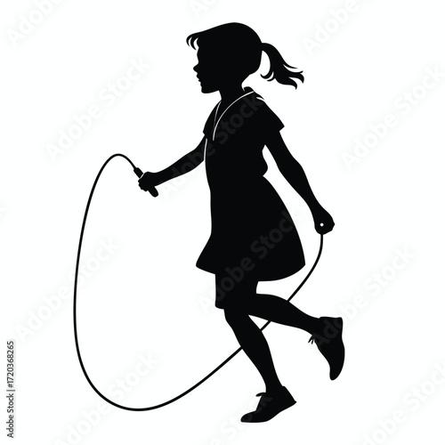 Girl jumping rope silhouette
