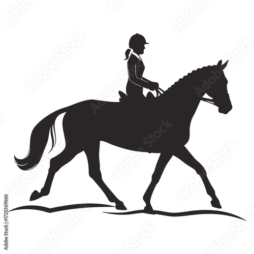 Horse cantering in arena silhouette