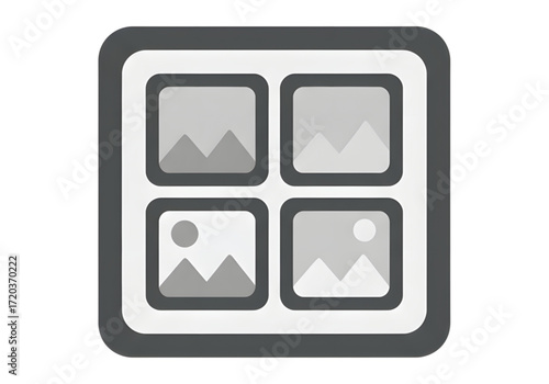 Minimal icon of a collage frame and images — no background , PNG, no shadow