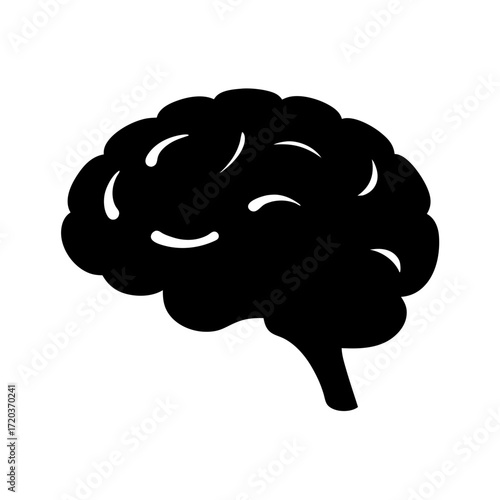 Vector art of silhouette of a human brain, representing intelligence, thought, and the complexities of the human mind