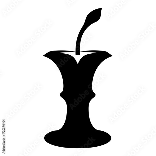 Vector art of silhouette of an apple core simple illustration of food waste and consumption