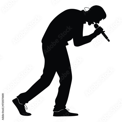 Singer bowing after song silhouette
