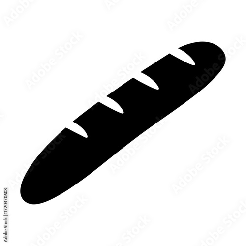 Vector art of a simple black silhouette of a baguette, perfect for bakery, food, or french culturethemed designs and illustrations