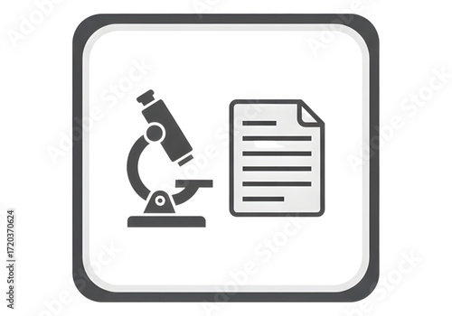 Minimal icon of a microscope and data sheet — no background , PNG, no shadow