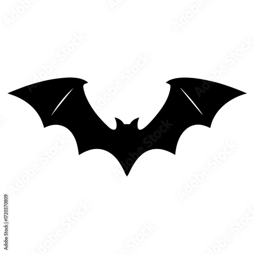 Vector art of silhouette of a bat with outstretched wings, a spooky symbol of halloween and the night, vector illustration