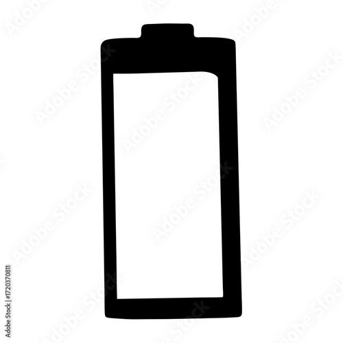 Vector art of empty battery icon, indicating low power, energy depletion, or the need for recharging in a device or system