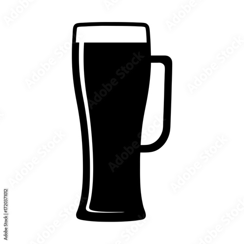 Vector art of elegant black silhouette of a pilsner glass ideal for beerrelated designs, bar menus, or brewery branding