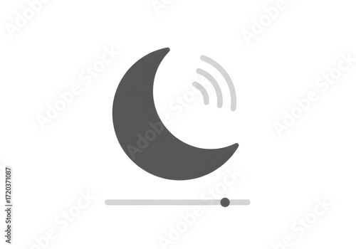 Minimal icon of a sleep tracker moon — no background , PNG no shadow