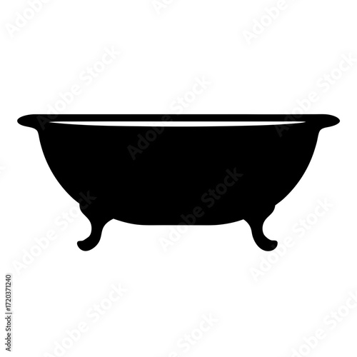 Vector art of silhouette of a vintage bathtub, a freestanding tub with claw feet, a symbol of relaxation and luxury