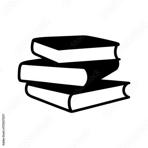 Vector art of black and white illustration of a stack of books for use in graphic design and other creative projects