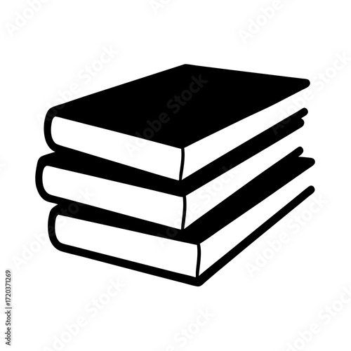 Vector art of black and white illustration of a stack of books for use in graphic design and other creative projects