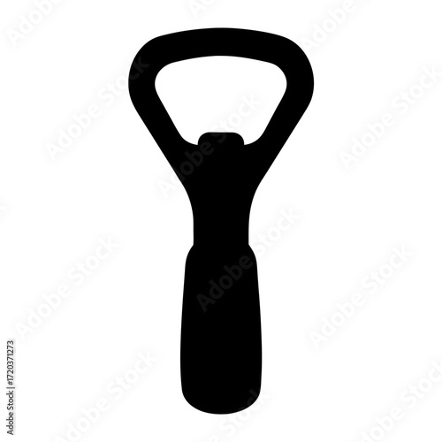 Vector art of black bottle opener, a handy tool for easily opening bottles, perfect for parties, bars, and everyday use at home