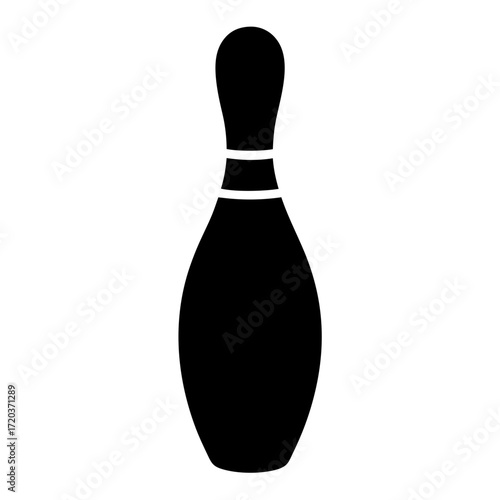 Vector art of black bowling pin icon, simple vector illustration of a bowling pin, equipment for bowling game and sport