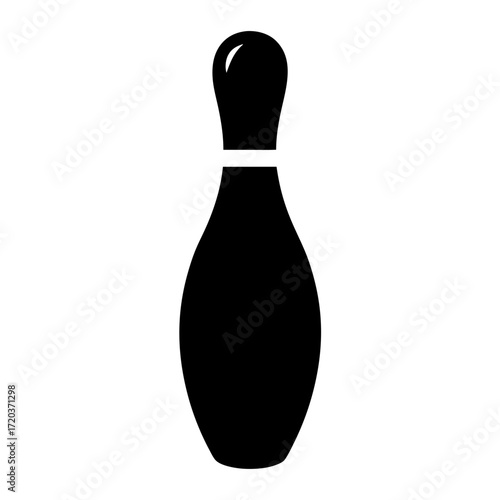 Vector art of black bowling pin icon, simple vector illustration of a bowling pin, equipment for bowling game and sport